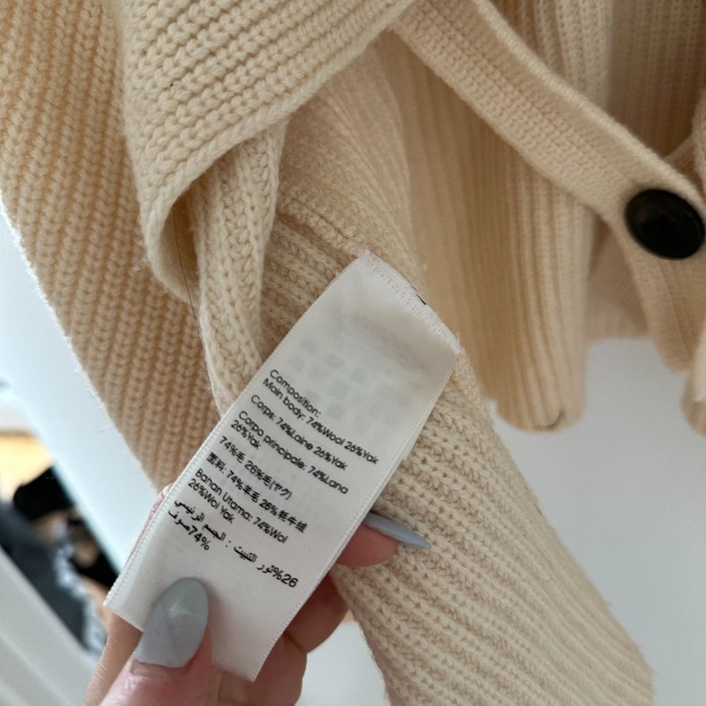 3.1 Phillip Lim Oversized Knit Sweater Tan Cropped Cut-out Back w/ String - Picture 8 of 11